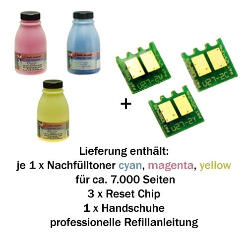 Nachfülltoner Refill Set für HP® Color LaserJet® CP3525/CM3530 cyan,magenta,yellow