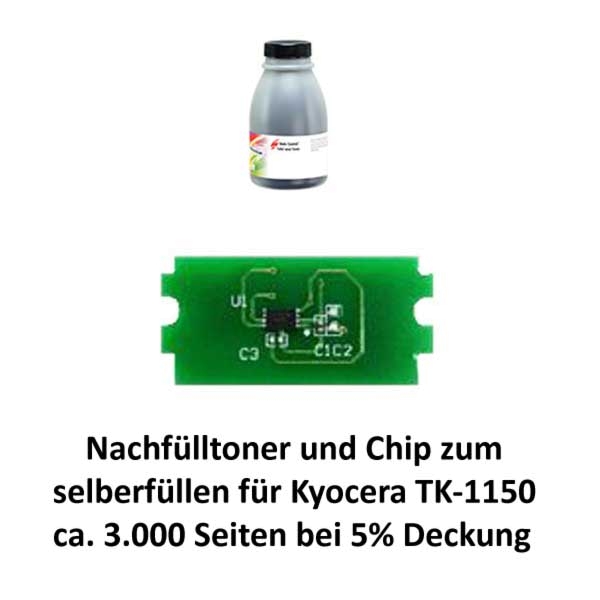 Nachfülltoner + Reset-Chip für Kyocera TK-1150