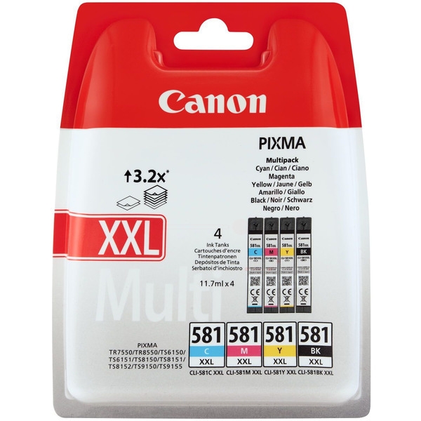 Canon CLI-581XXL BK/C/M/Y Tinte mit sehr hoher Reichweite